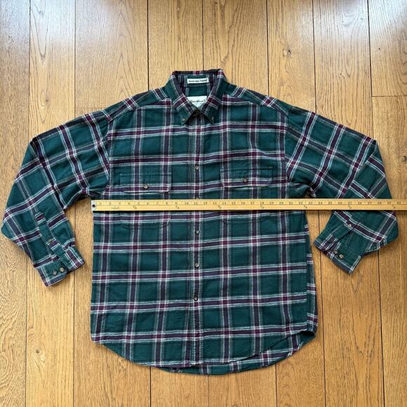 Eddie Bauer Brainbridge Flannel Shirt SZ L Fall Winter Work Cozy Green Purple - Picture 4 of 6